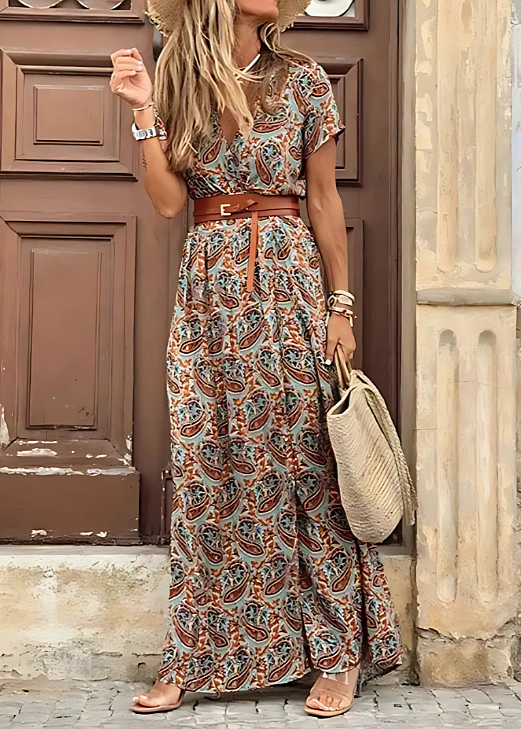 DELACROIX | ROBE LONGUE BOHÈME À TAILLE FRONCÉE