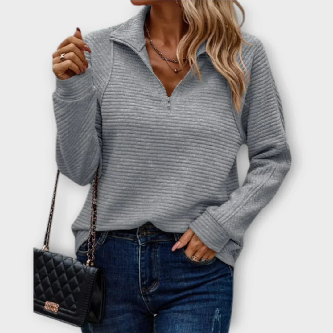 DELACROIX | PULL CHIC DÉCONTRACTÉ À COL ZIPPÉ